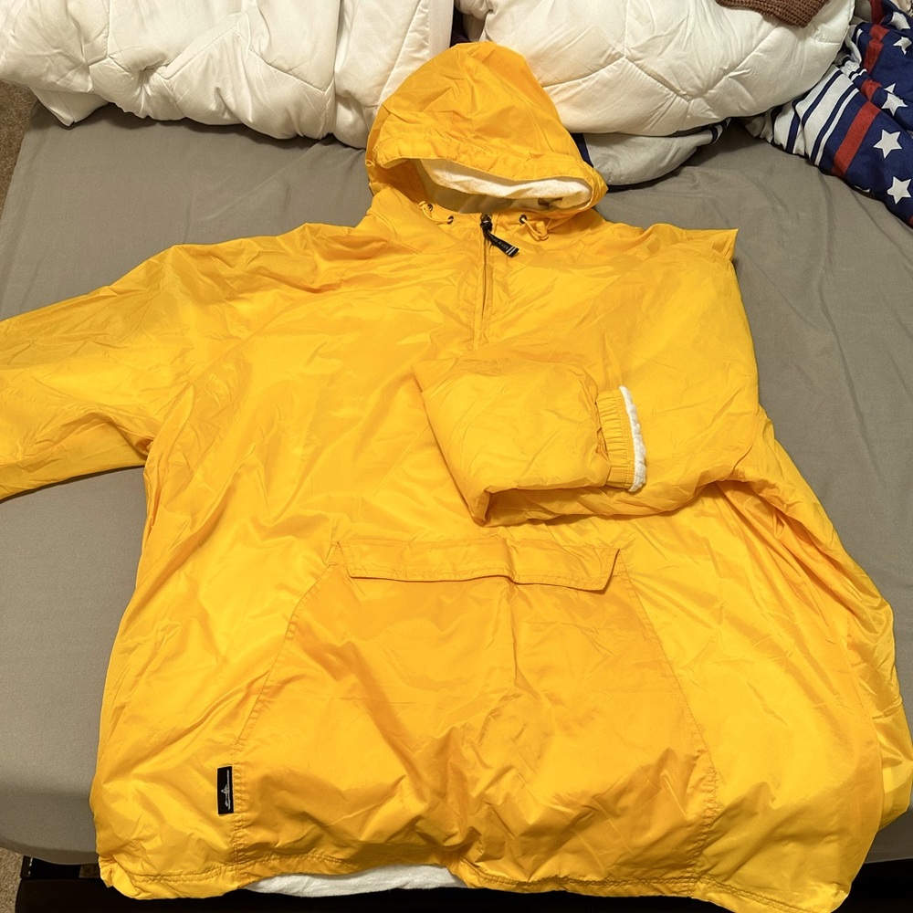 Charles River yellow hoodie rain jacket